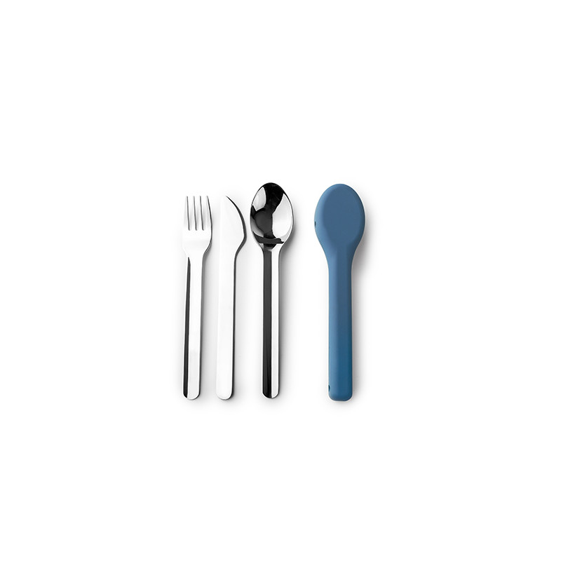 CUBIERTOS CAMPING INOX SET-3 C/FUNDA SILICONA