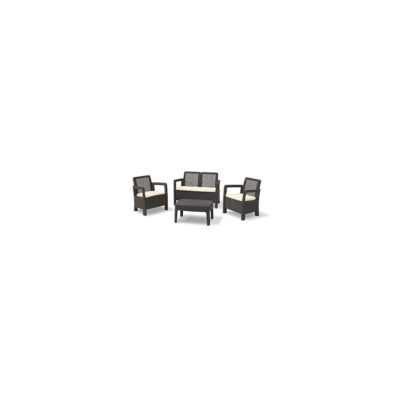 CONJUNTO RATAN TARIFA LOUNG 4P MARRON
