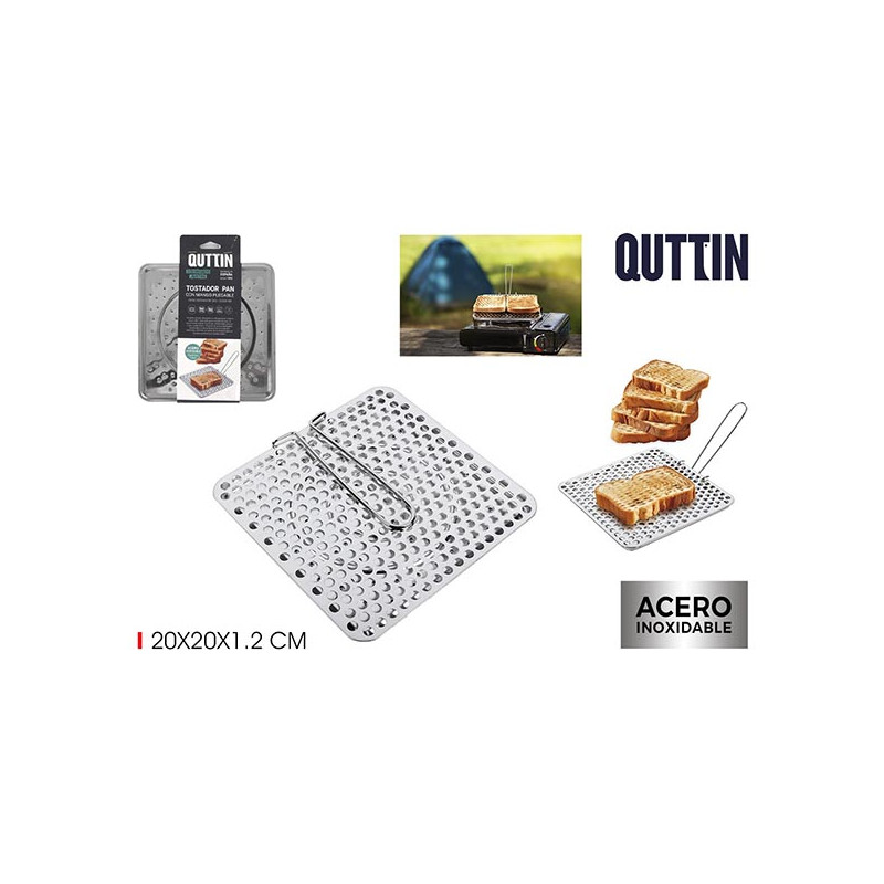 TOSTADOR PAN ACERO COCINA GAS MANGO PLEGABLE
