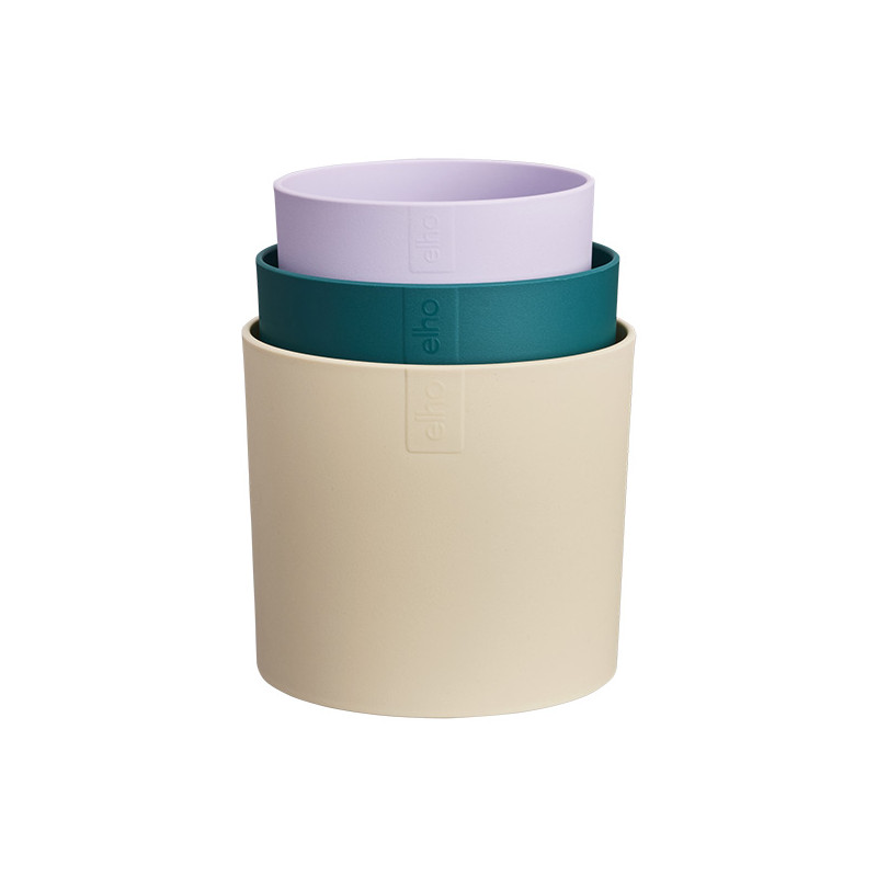 SET 3 MACETEROS CREMA/VERDE/VIOLETA