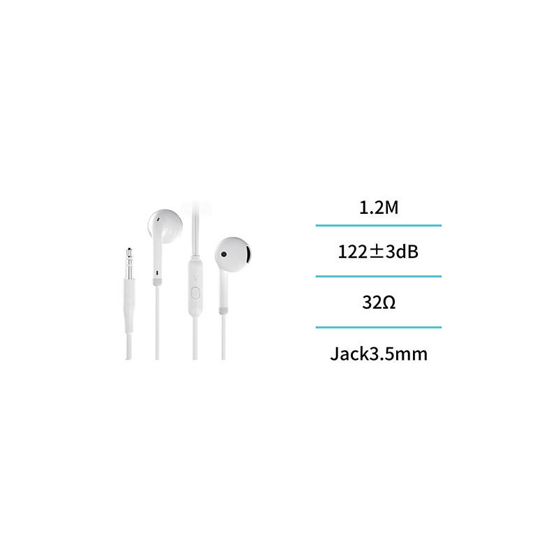 AURICULAR C/CABLE JACK 3.5mm SEMI IN EAR BLCO