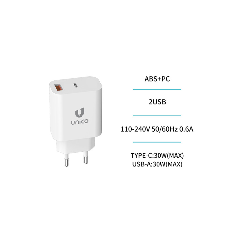 CARGADOR RED DUAL USB-A QC + USB-C PD