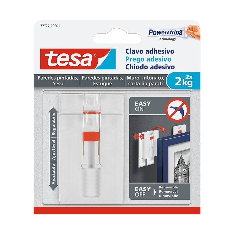 CLAVO  ADHESIVO  AJUSTABLE  PAREDES  PINTADAS  Y  YESO  TESA  TAPE
