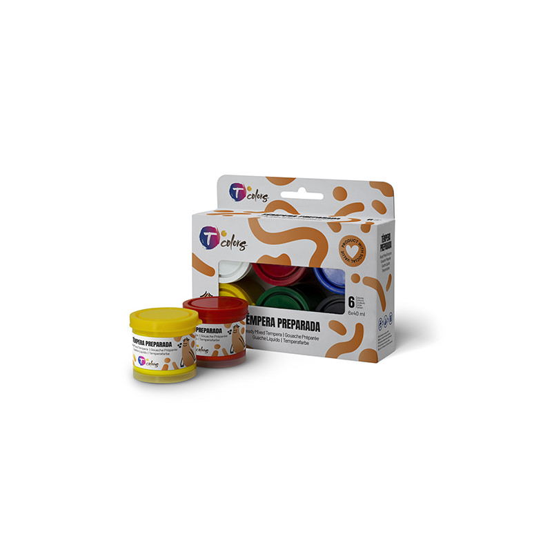 PINTURA TEMPERA SET-6 COLORES SURT