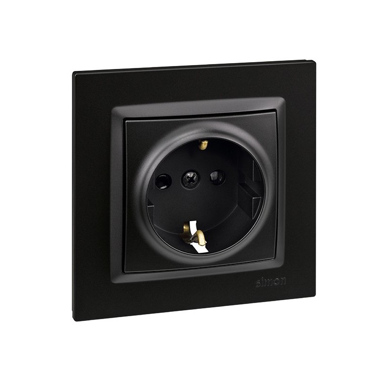 ENCHUFE  SCHUKO  NEGRO  SIMON