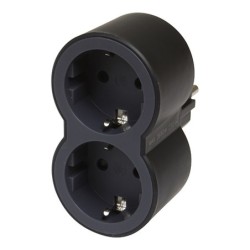 ADAPTADOR  ESTÁNDAR  2X2P+T  FRONTAL  NEGRO