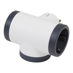 ADAPTADOR  3x2P  +  T  LATERAL  BCO/NEGRO