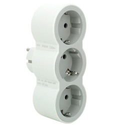ADAPTADOR  3x2P+16A  FRONTAL  BLANCO/GRIS