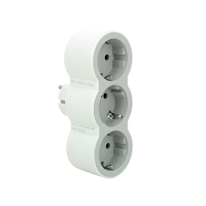 ADAPTADOR  3x2P+16A  FRONTAL  BLANCO/GRIS