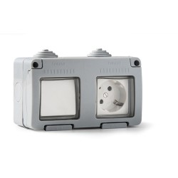 Conmutador  +  toma  de  corriente  estanco  ip55
