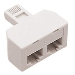 ADAPTADOR  TELEFONIA  2  CONEXIONES  MARFIL