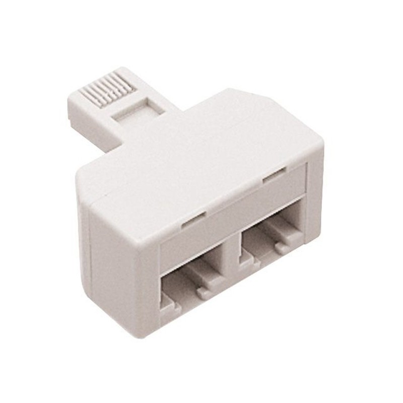 ADAPTADOR  TELEFONIA  2  CONEXIONES  MARFIL