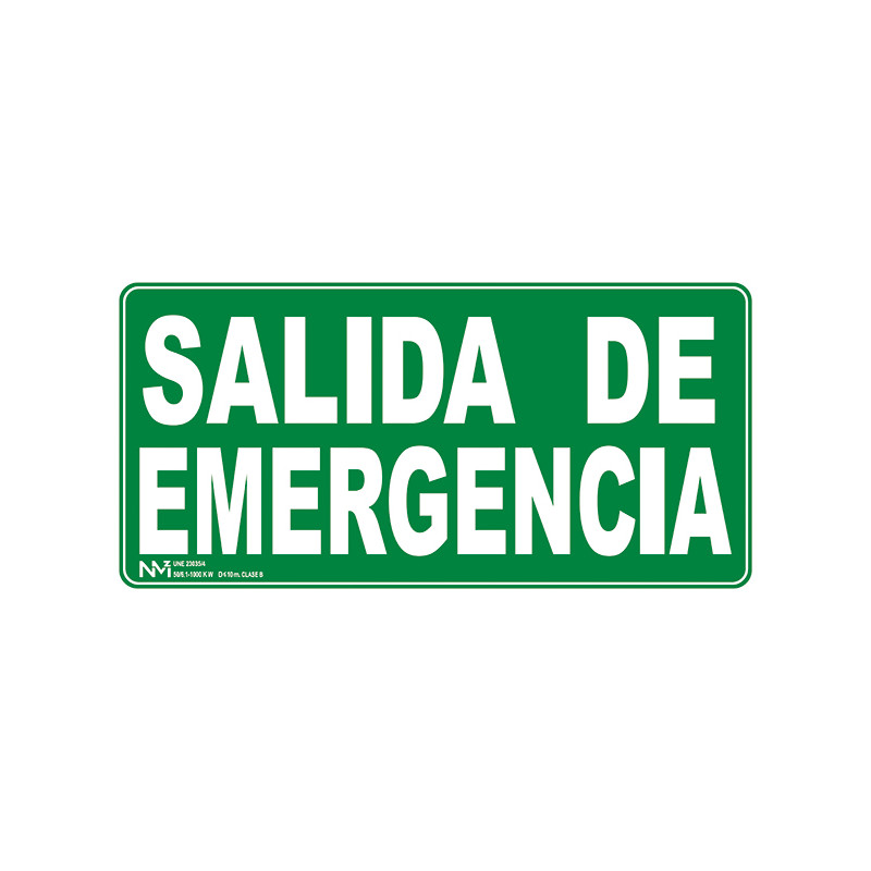 SEÑAL SALIDA DE EMERGENCIA PVC CLASE B