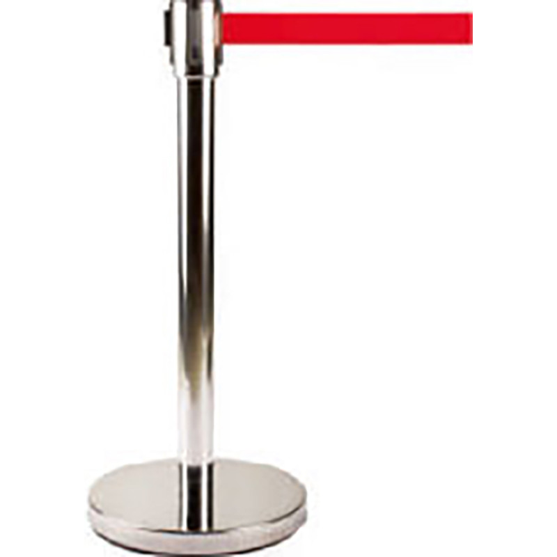 POSTE SEPARADOR INOX CINTA ROJA