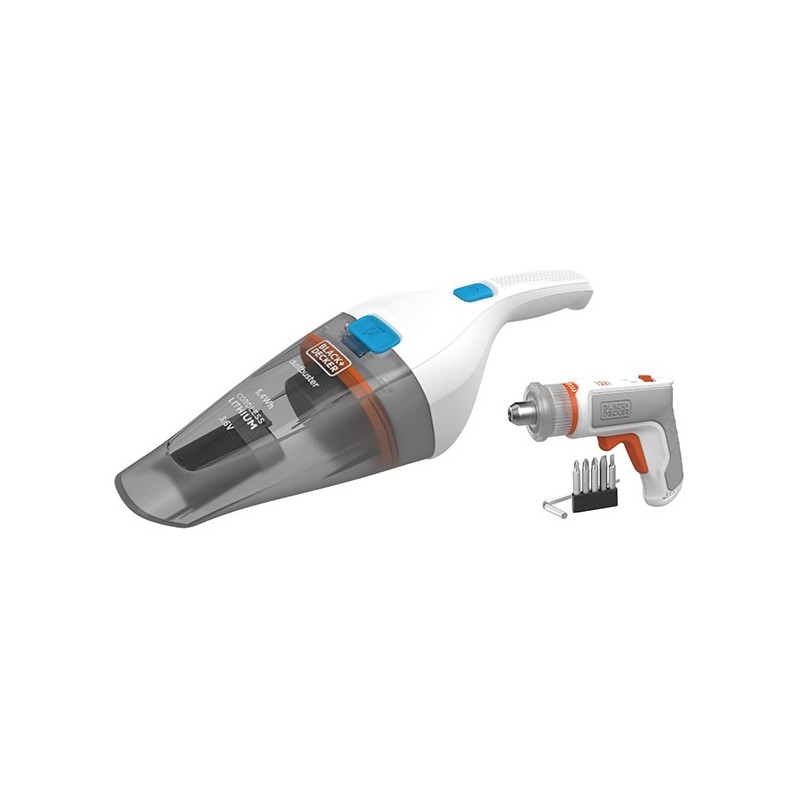 KIT:  Atornillador  HEXDRIVER  +  Aspirador  de  mano  3,6V.  BLACK