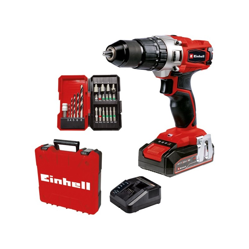 TALADRO  PERCUTOR  SIN  CABLE  TE-CD  18/2  Li-i  +  22  einhell