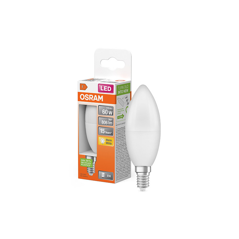 LAMPARA LED VELA 827 E14 LC 2700K 806 LM