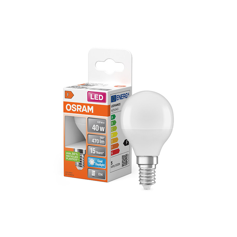 LAMPARA LED ESFERICA 865 E14 LF 6500 470LM