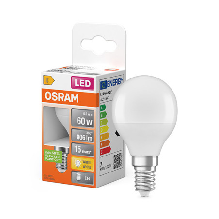 LAMPARA LED ESFERICA 827 E14 LC 2700K 806LM