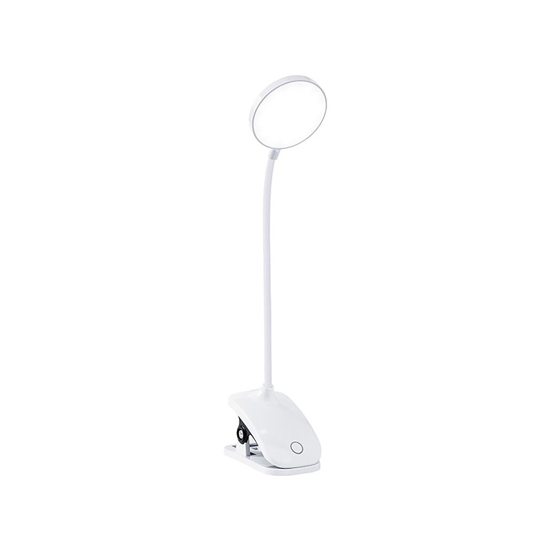 LAMPARA LED RECARG REDONDA CON PINZA BLANCA