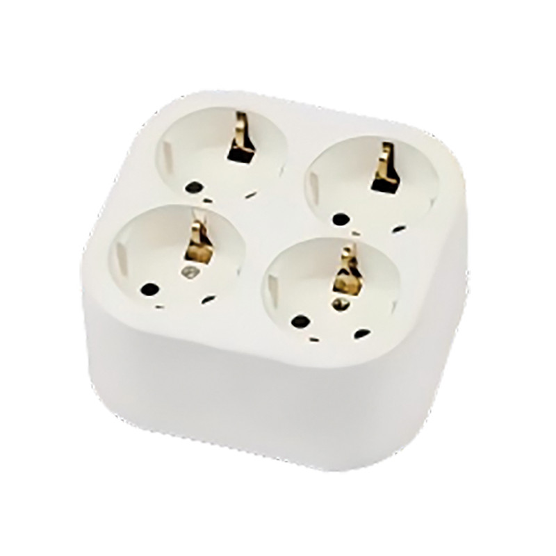 BASE MULTIPLE 10/16A 4T TT S/CABLE CUADRADA