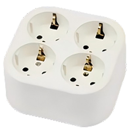 BASE MULTIPLE 10/16A 4T TT S/CABLE CUADRADA