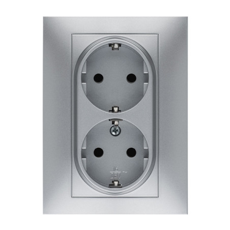 BASE ENCHUFE EMPOTRAR ALUMINIO DOBLE