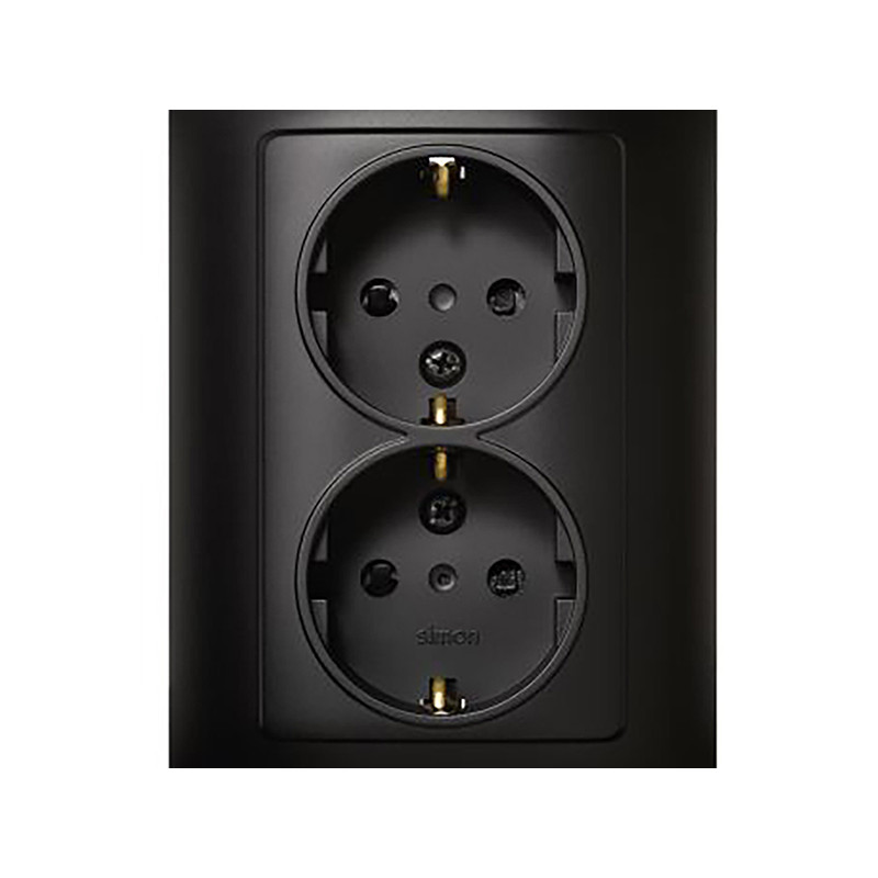 BASE ENCHUFE EMPOTRAR NEGRO DOBLE