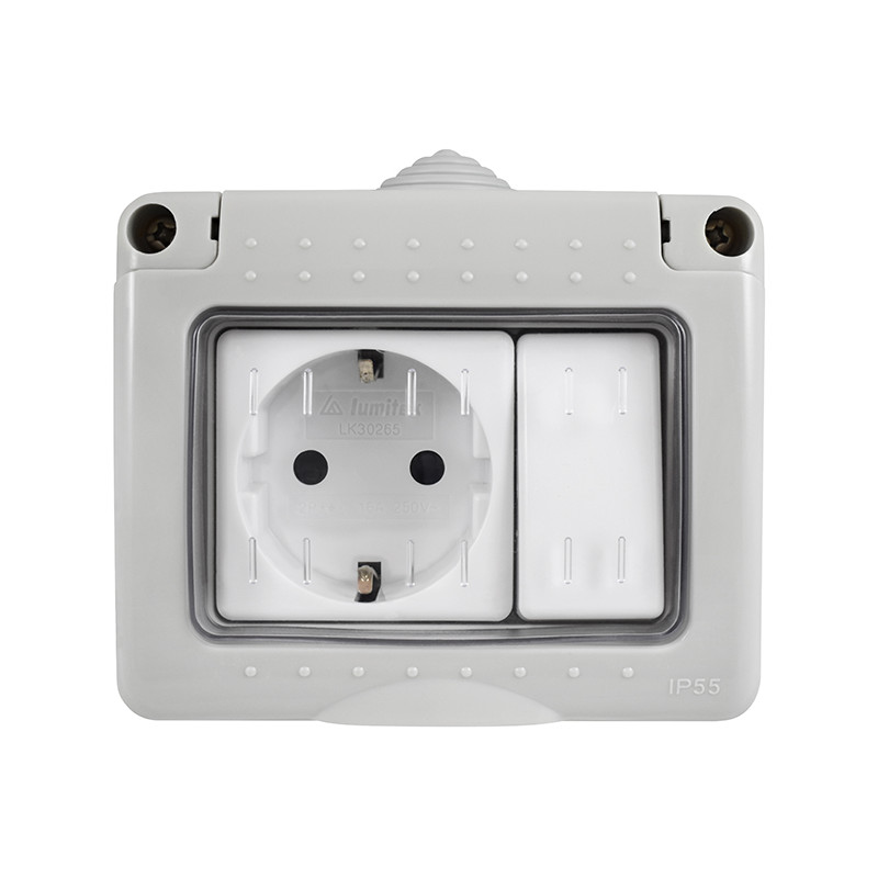CONMUTADOR Y BASE SUPERFICIE ESTANCO SCHUKO C/TT