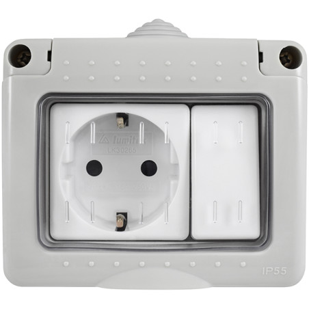 CONMUTADOR Y BASE SUPERFICIE ESTANCO SCHUKO C/TT