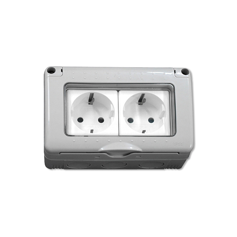 BASE DOBLE SUPERIFICIE ESTANCO SCHUKO C/TT IP55