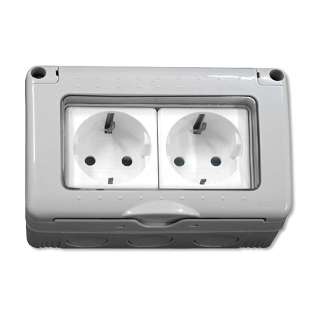BASE DOBLE SUPERIFICIE ESTANCO SCHUKO C/TT IP55