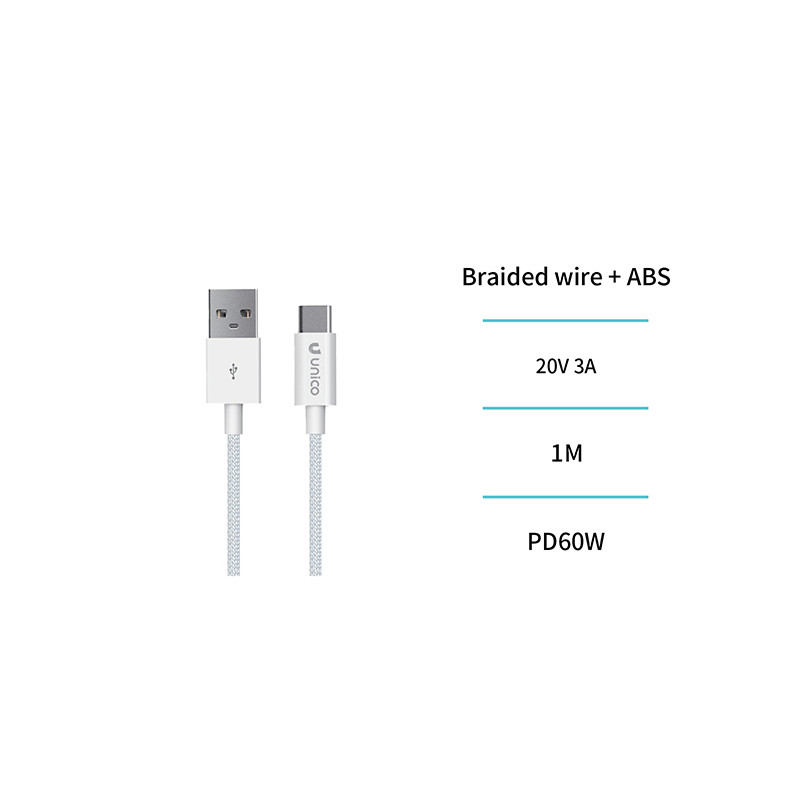 CABLE CONEX USB-A /USB-C 60W 3A TRENZADO