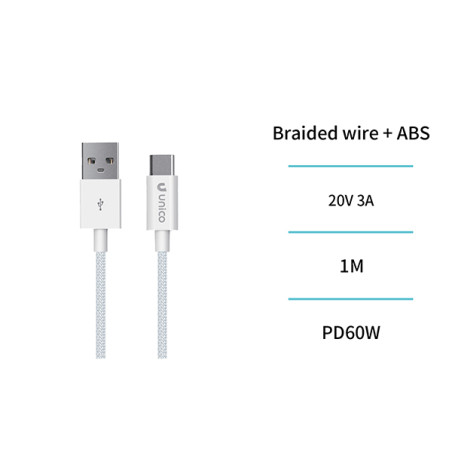 CABLE CONEX USB-A /USB-C 60W 3A TRENZADO