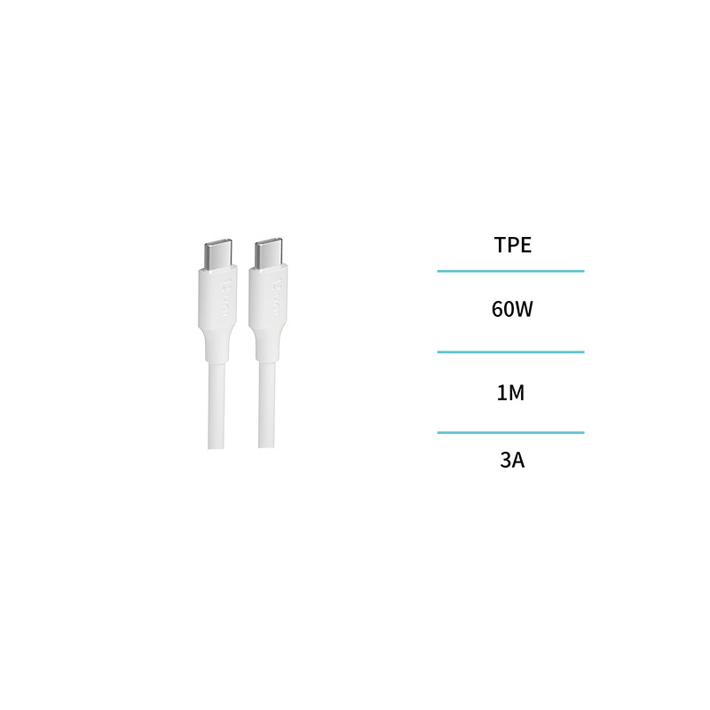 CABLE CONEX USB-C / USB-C 60W 3A SILICONA