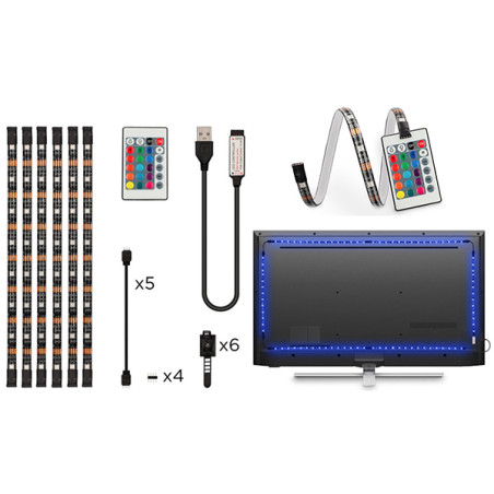 TIRA LED RGB A USB TV +CONTROL REMOTO 6 TIRAS