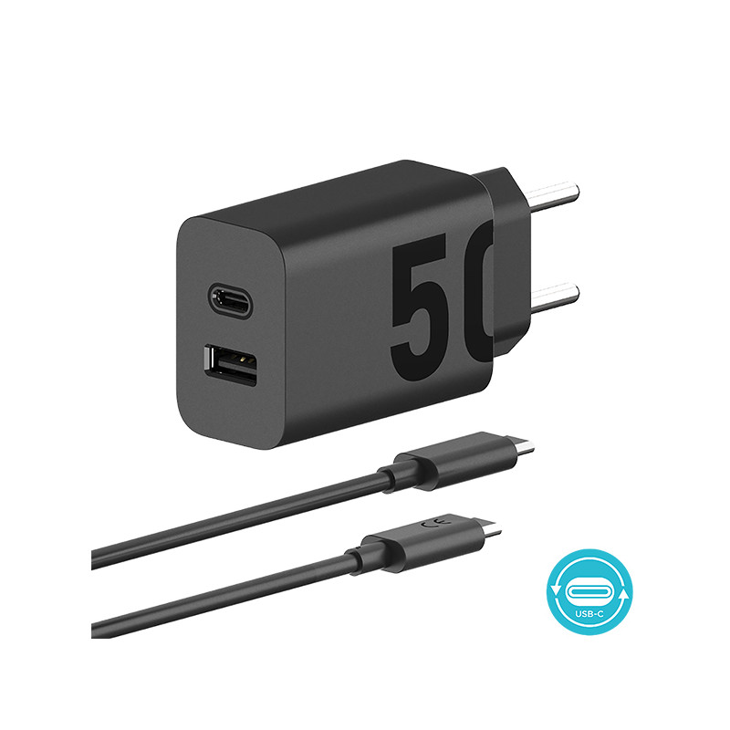 CARGADOR RED QC USB-A +PD USB-C CON CABLE