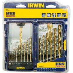 JUEGO  15  BROCAS  HSS  TITANIUM  IRWIN