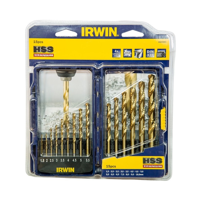 JUEGO  15  BROCAS  HSS  TITANIUM  IRWIN