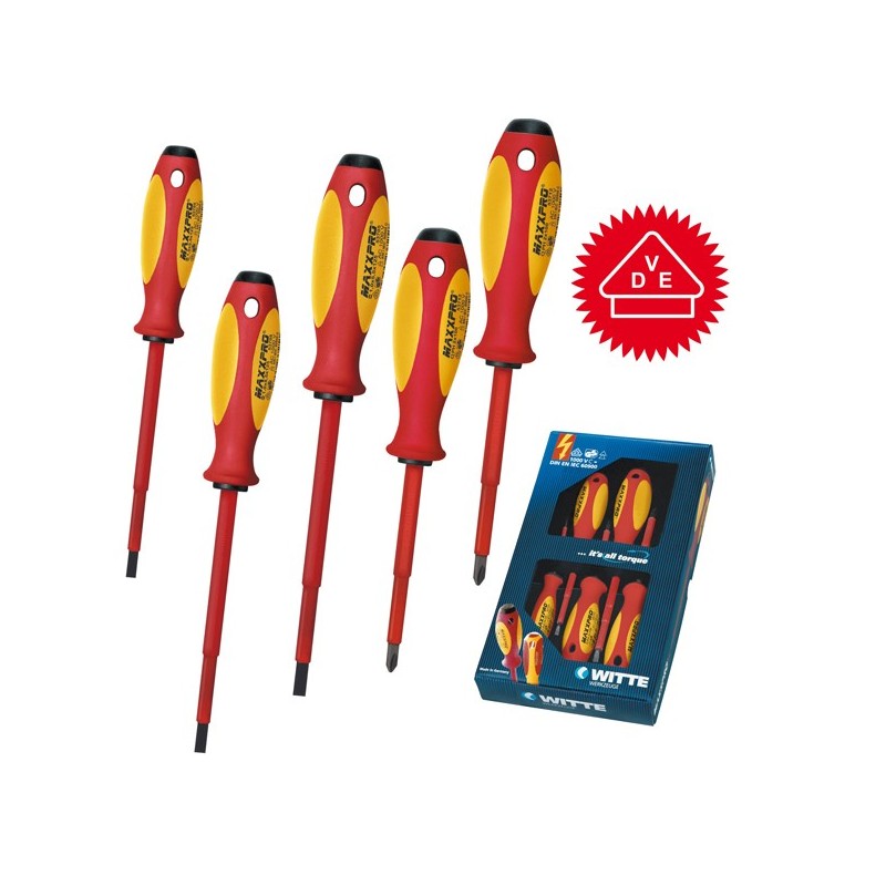 JUEGO  DE  5  DESTORNILLADORES  DE  ELECTRICIDAD  WITTE