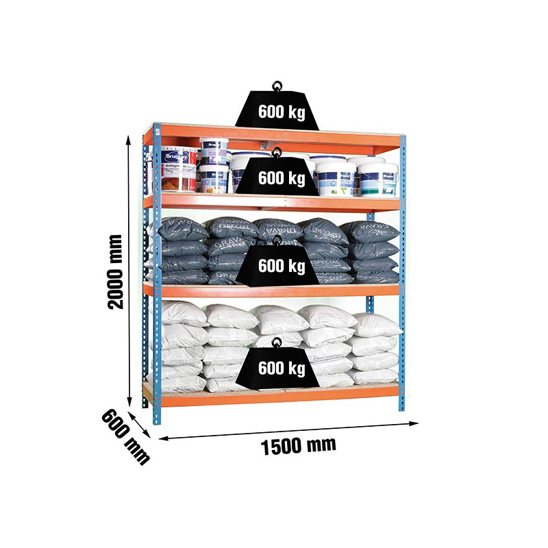 ESTANTERIA 4 ALTURAS AZUL/NARANJA 600KILOS