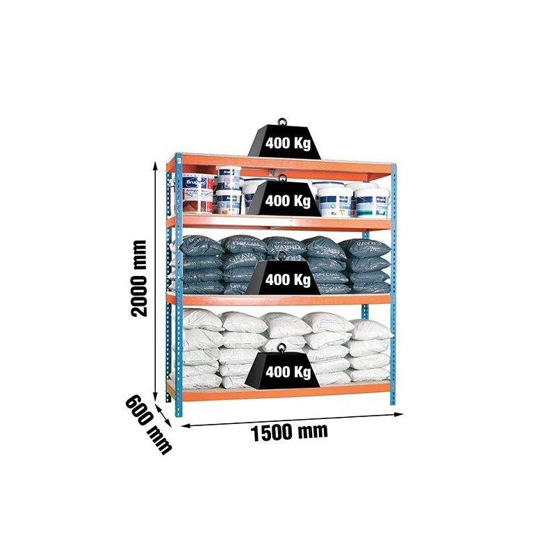 ESTANTERIA 4 ALTURA AZUL/NARANJA 400 KILOS