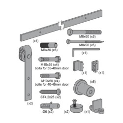 KIT  CORREDERA  RUSTICO  80  NEGRA