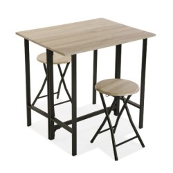 JUEGO  MESA  Y  DOS  SILLAS  EN  MADERA  Y  METAL
