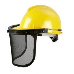 PANTALLA  FACIAL  CON  CASCO  Y  MALLA  METÁLICA